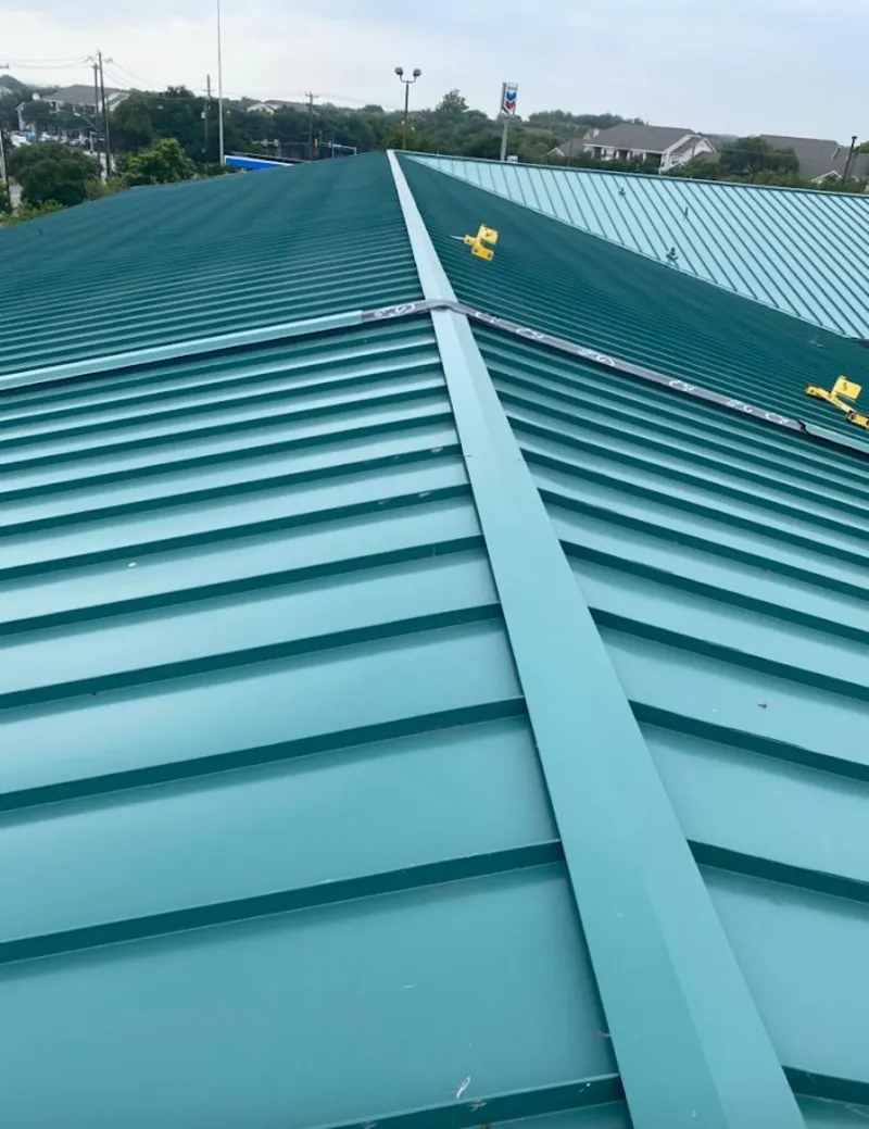 Green commercial metal roof ridge and valley for Metal Roof Repair in Pittstown